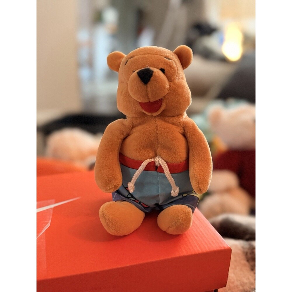 Winnie The Pooh Disney Store Bean Bag Plush In Bathing Suit 8”